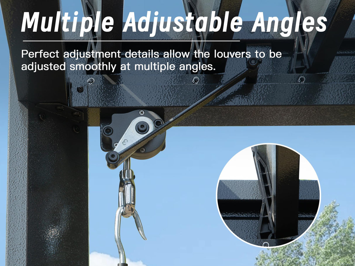 Domi 10' x 16' Louvered Pergola Outdoor Aluminum Pergola with Adjustable Roof, Aluminum Frame, Efficient Drainage System for Patio, Deck, Garden (Gray) domi outdoor living