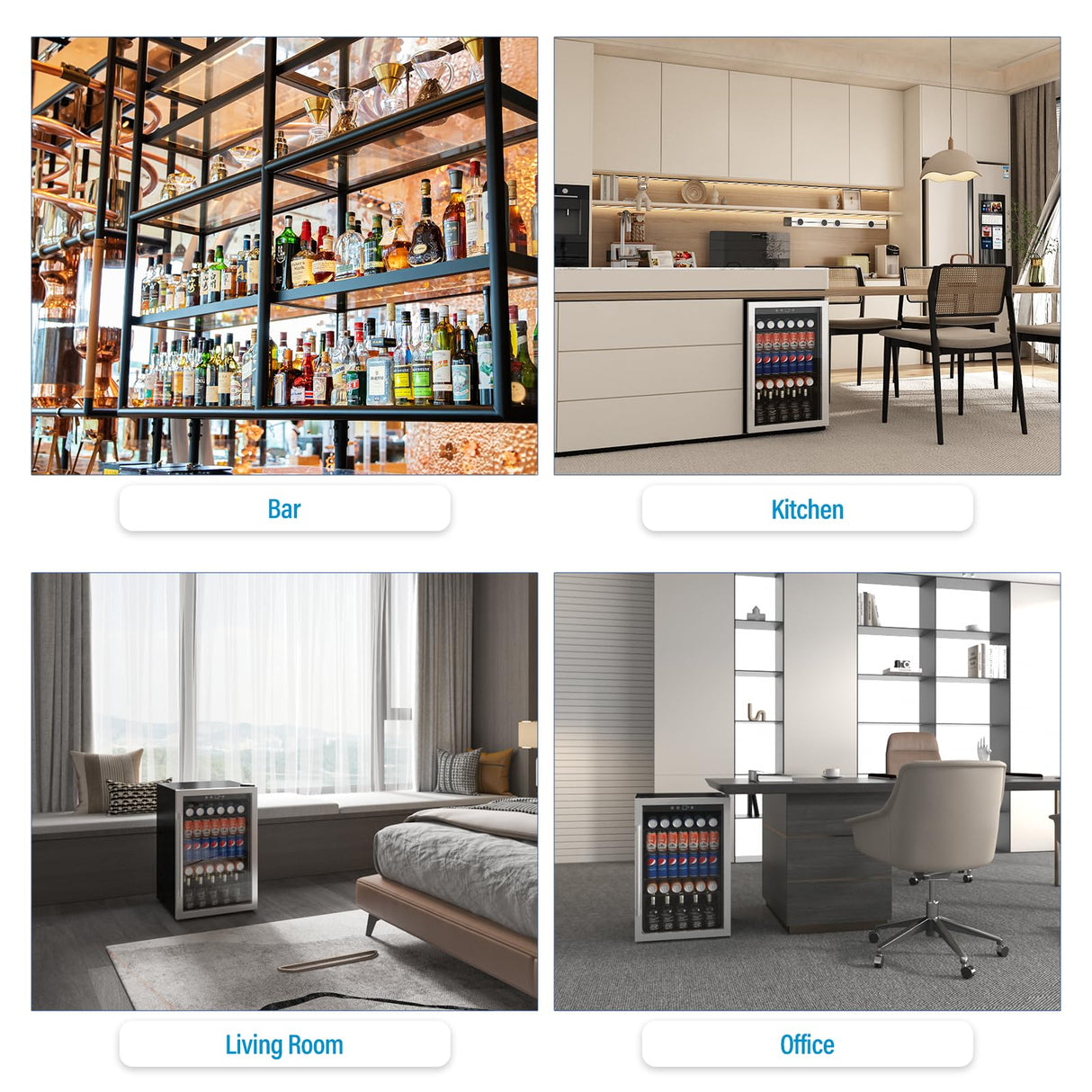 Erivess 4.5 Cubic Feet Mini Fridge, 145 Can Freestanding Beverage Refrigerator with Glass Front Door for Soda, Beer Under Counter Drink Refrigerator with Adjustable Shelves and Digital Display(Silver) Erivess