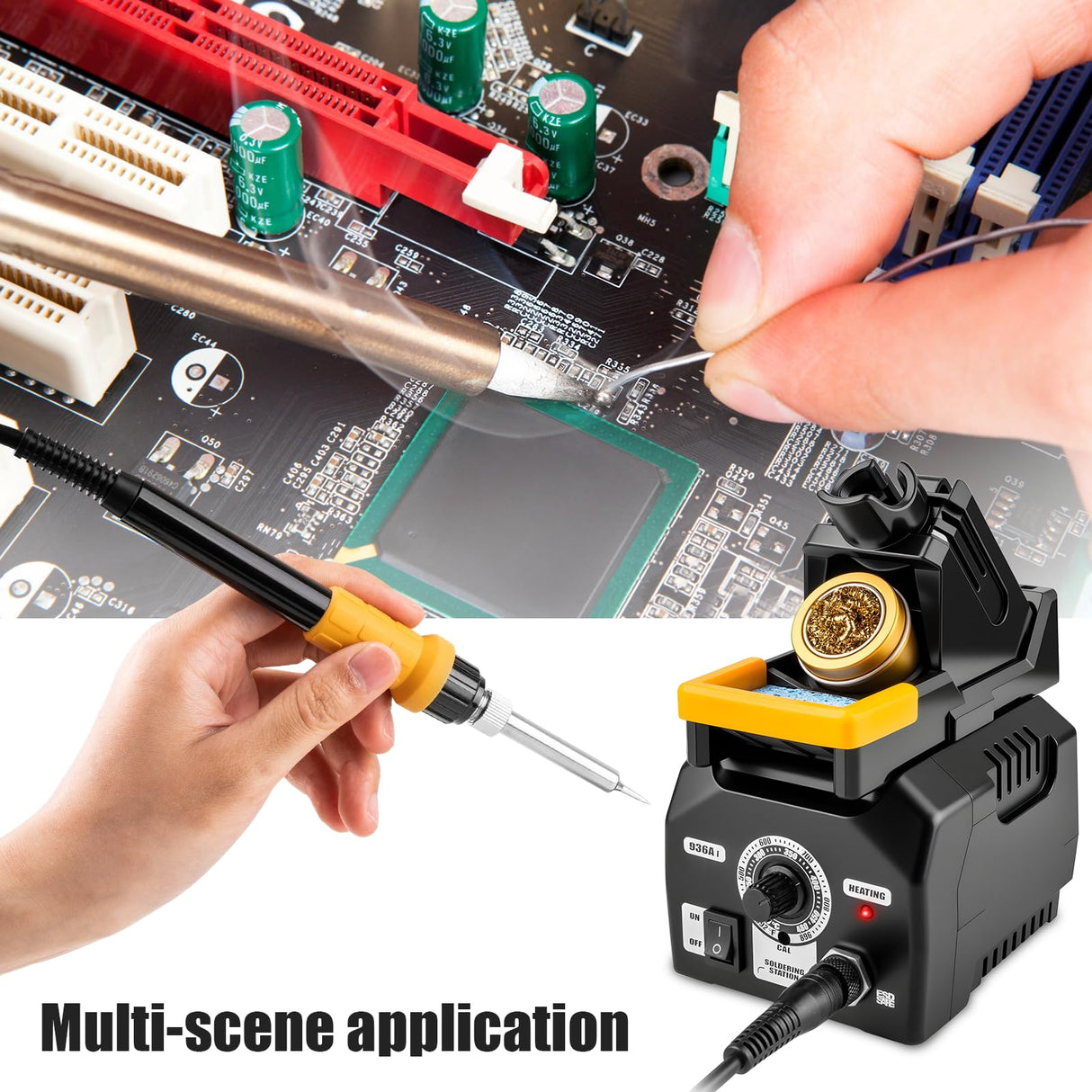 Upgraded Soldering Station Kit - Fast Heating with ESD Safe Design, 5 Replaceable Soldering Iron Tips & 63.5oz Sturdy Construction - for Electronics Repair, DIY & Home Welding Siziviki