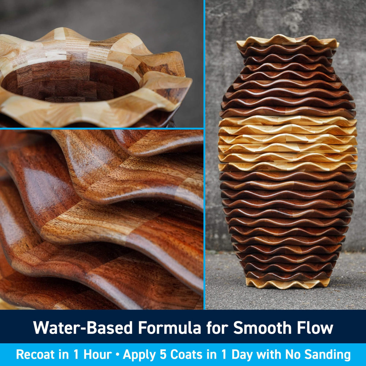 TotalBoat-520605 Halcyon Marine Varnish | Water-Based Polyurethane Wood Finish | Clear Satin UV Protection for Interior and Outdoor Use (Clear Satin, Quart) TotalBoat