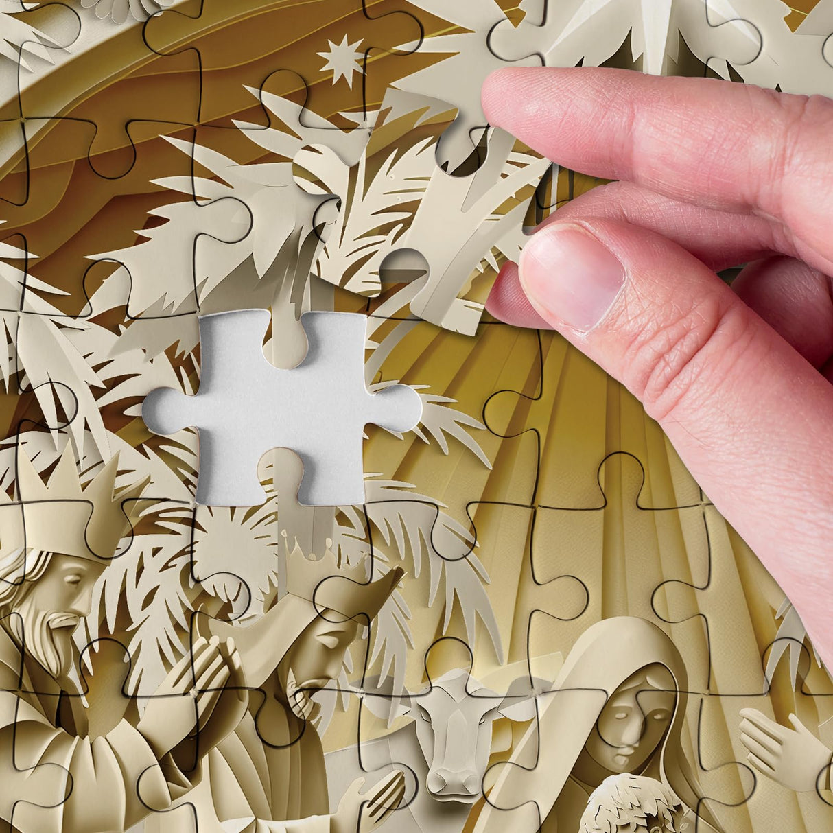 Holy Nativity Christian Puzzles for Adults 1000 Pieces, 3D Jesus Religious Bible Jigsaw Puzzles Faith Cross, Christmas Winter Holiday Puzzle BBOLDIN