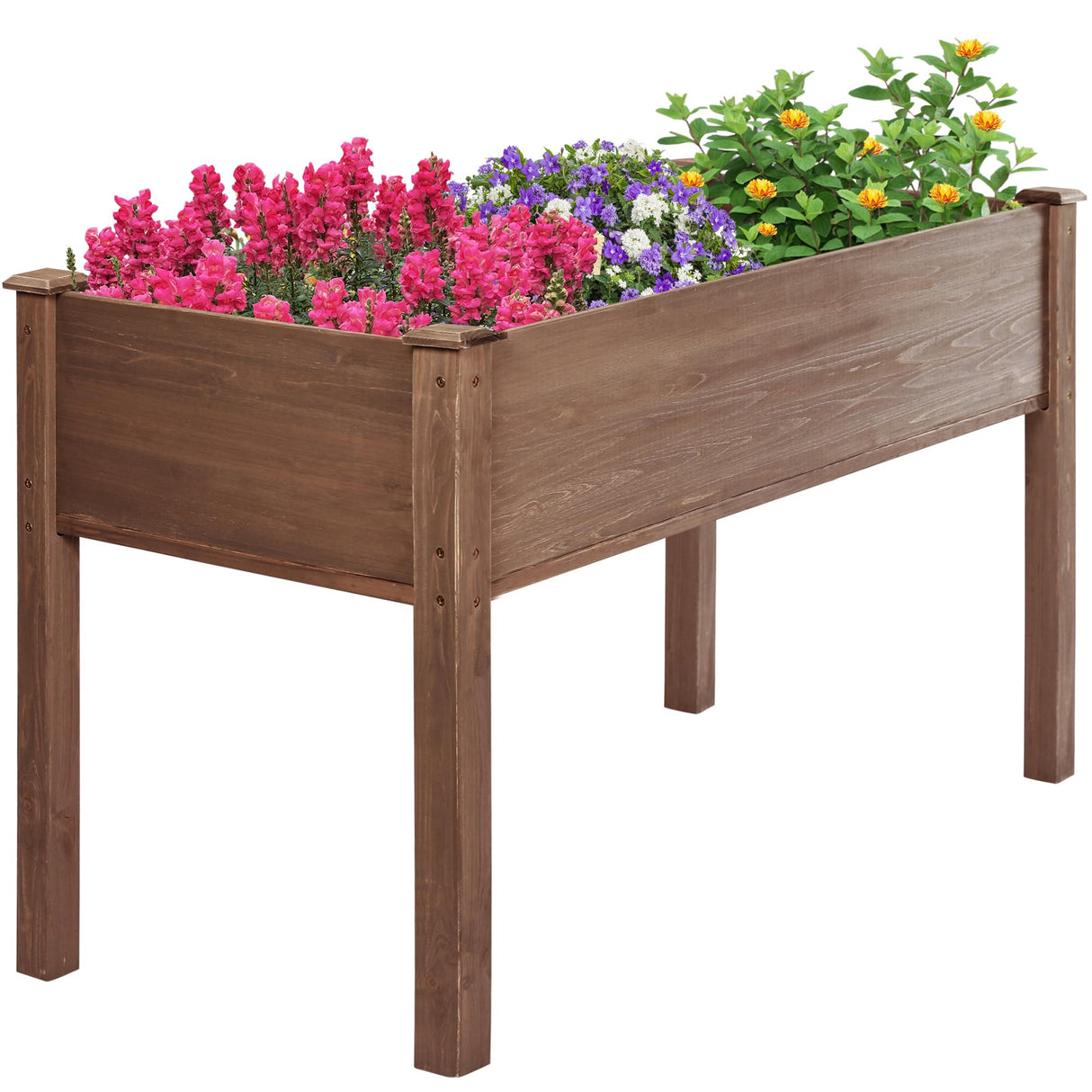 LZRS Raised Garden Bed Outdoor Planter Box with Legs for Herbs, Vegetables, Flowers, Great for Outdoor Patio, Yard and Deck, 220lb Capacity, Brown LZRS