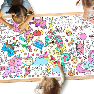 Gatherfun Unicorns Birthday Party Giant Coloring Poster - 31.5x 72 Inches - Versatile Classroom Wall Décor & Unicorns Birthday decorations-Poster or Table Cover for School Parties and Special Events