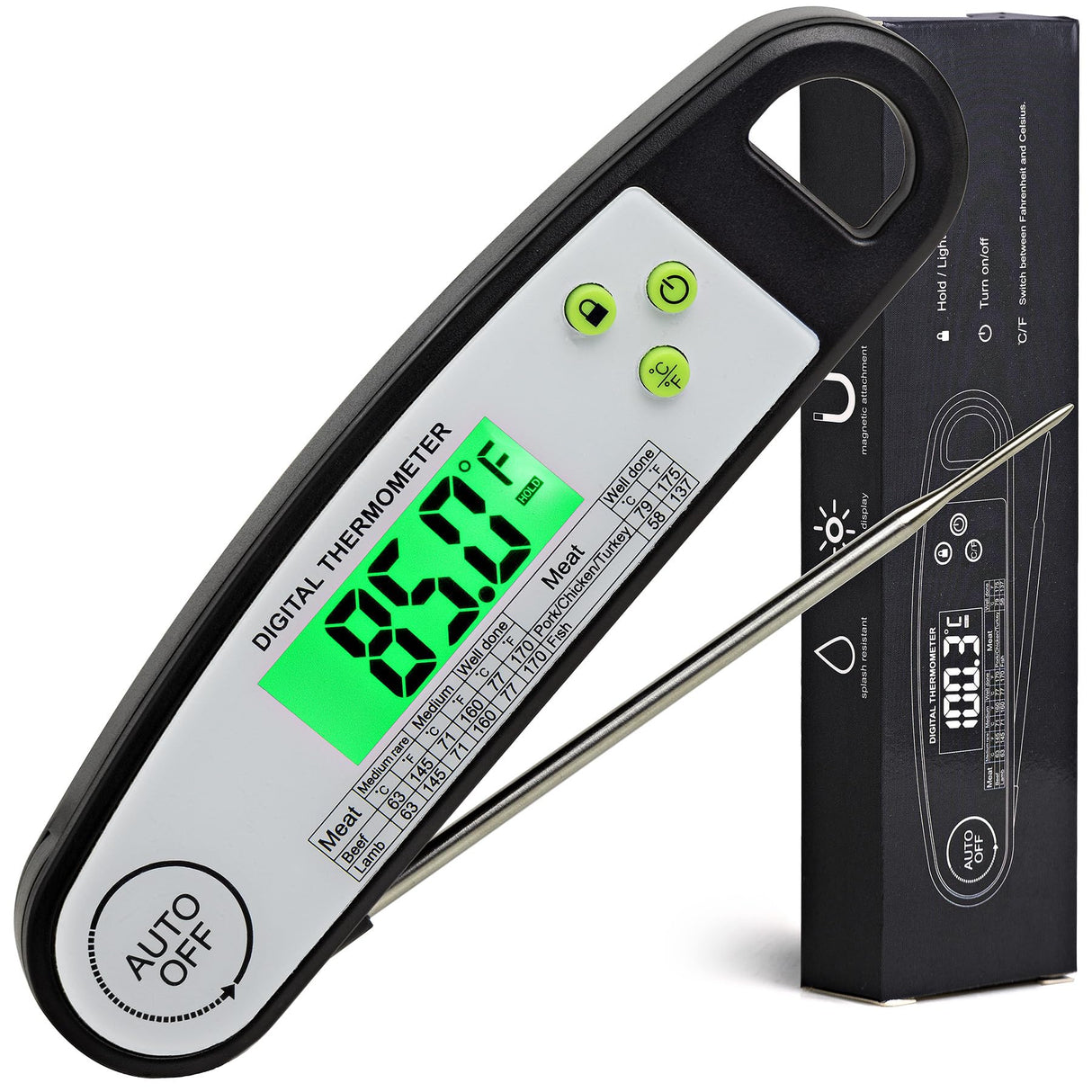 Meat Thermometer Digital, Meat Thermometers for Grilling, Food Thermometer with Backlight, Instant Read Thermometer for Grill Candy and Cooking LILYWARE