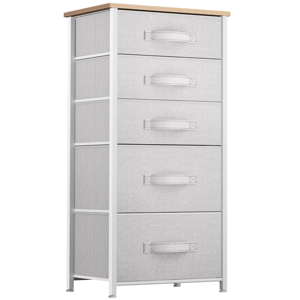 YITAHOME 5 Drawers Dresser, Vertical Fabric Storage Tower Organizer Unit for Living Room, Hallway - Sturdy Steel Frame, Wooden Top & Easy Pull Fabric Bins YITAHOME