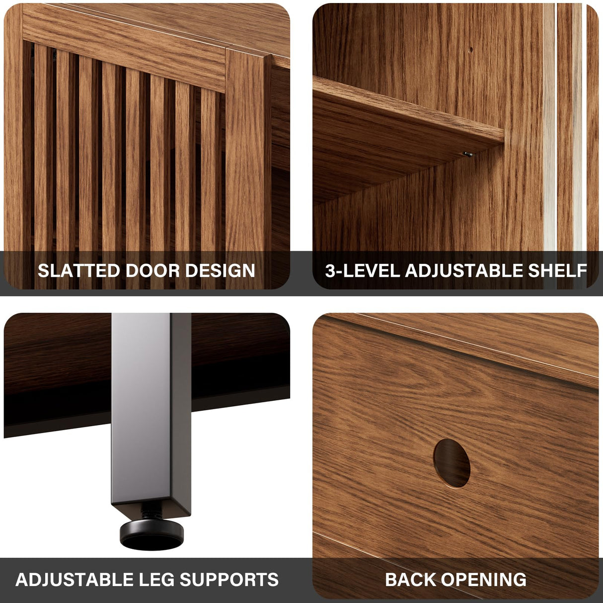 BVIUNTWO Storage Cabinet,75" Farmhouse Buffet Cabinet with Metal Base and Adjustable Shelves,Sideboard Coffee Bar Cabinet with 3 Doors for Kitchen,Dining Room,Living Room,Brown BVIUNTWO