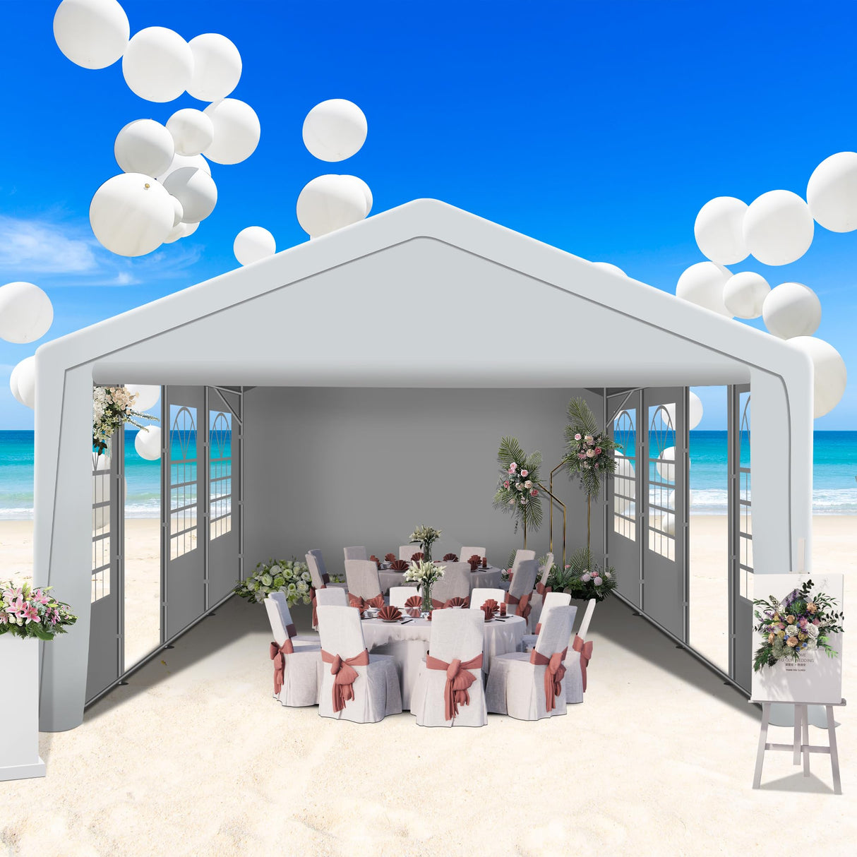 20x30 ft Party Tent Heavy Duty Canopy Tent with Removable Sidewall & 4 Sand Bags, Outdoor Wedding Event Tents for Party (20' x 30') QZEN