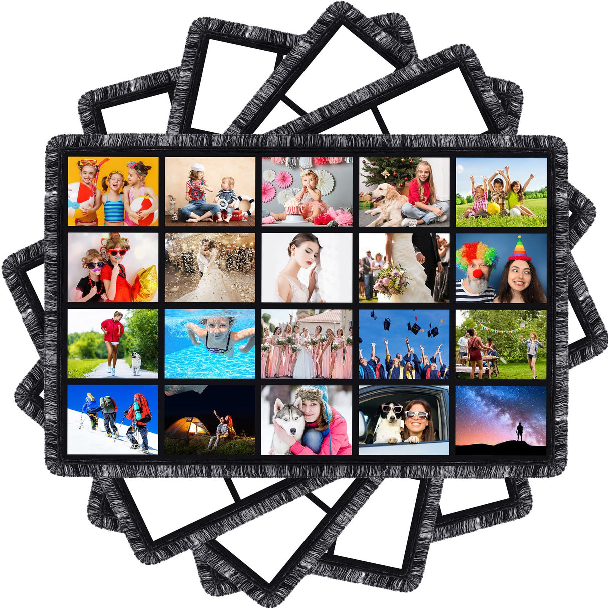 Kinlop 5 Pcs 59"x40" Sublimation Blank Throw Blanket for Heat Press Printed Blanket Soft Flannel Nap Custom Blanket with Tassel for Adult DIY Home Decor(20 Printable Photos Panel) Kinlop