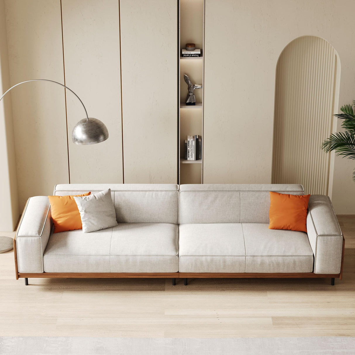 NessCarsti Modern 4-Seater Sofa for Living Room - Comfortable Timecloud Couch with Wood Frame and Metal Legs, Easy Assembly, Ideal for Office, Apartment, or Living Room, 111.81", Grey NessCarsti