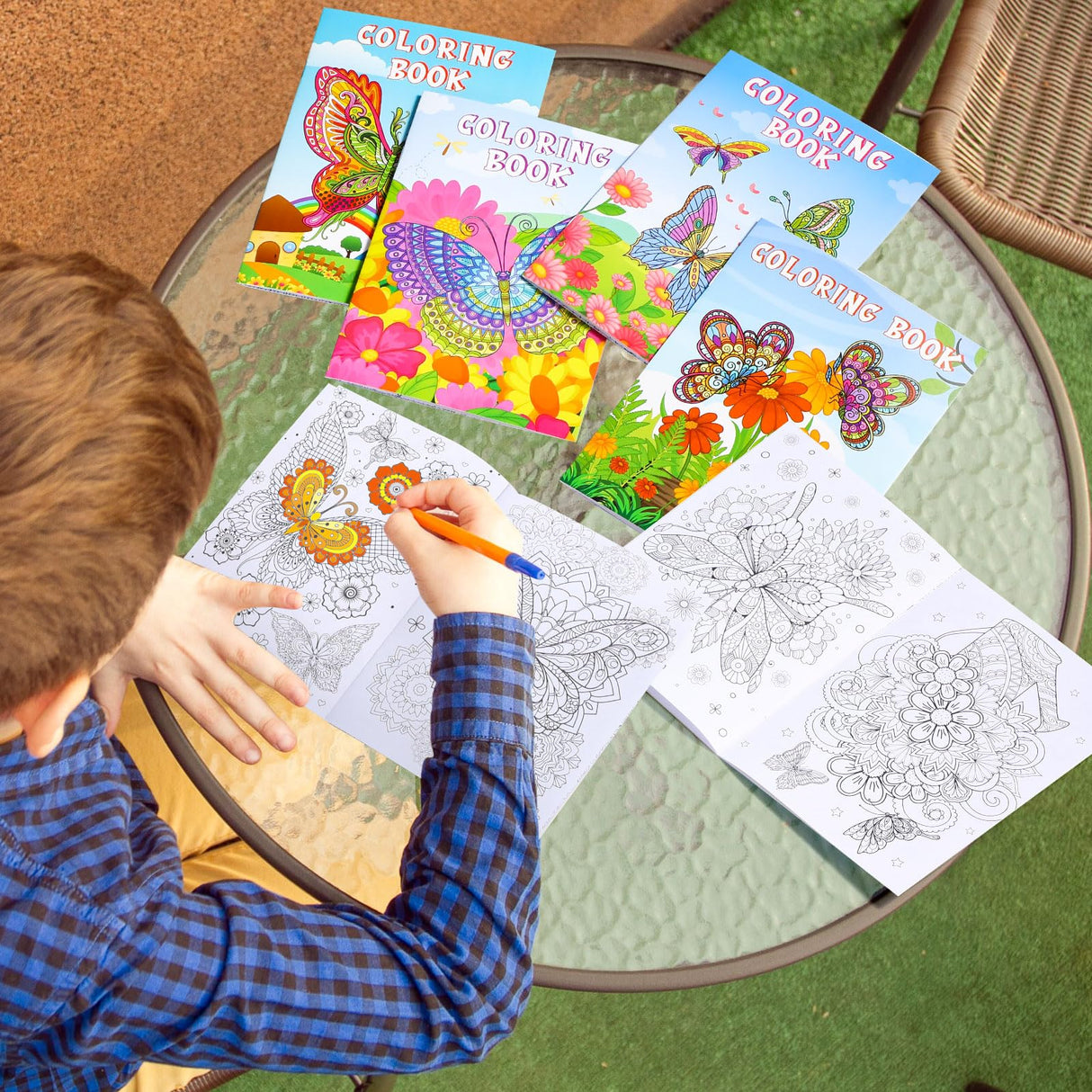 Pasimy 24 Pcs Butterfly Coloring Books Bulk Kids Adults Mini Coloring Book Small Mandala Butterfly Party Favors Thanksgiving Classroom Activity for Holiday Birthday Gifts Bag Fillers Supplies Pasimy