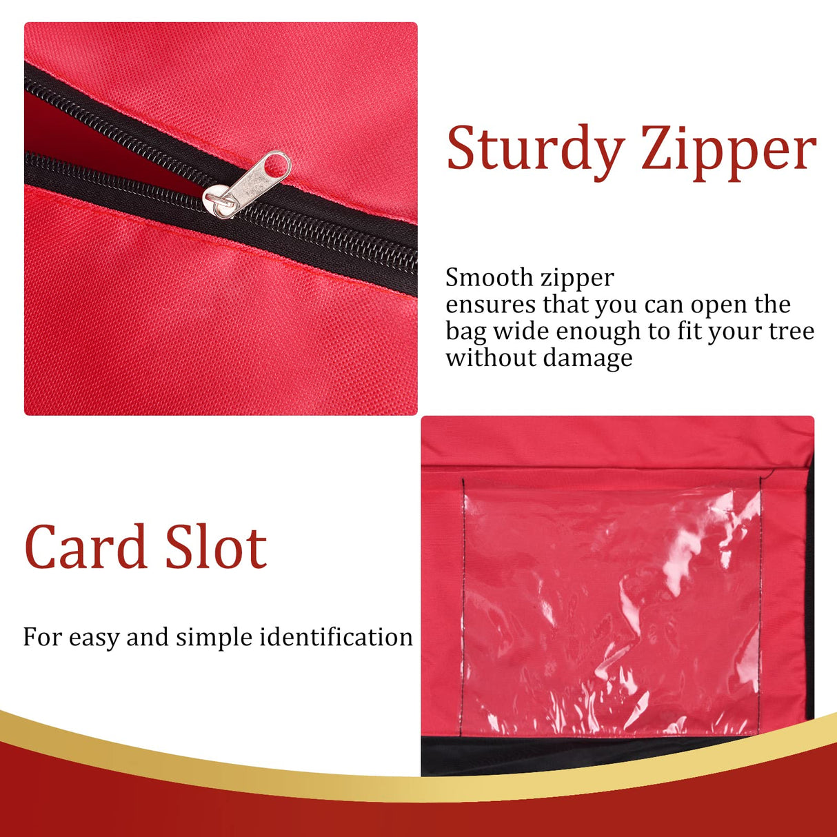 Christmas Tree Storage Bag, Fits Up 10 Ft Tall Artificial Trees-Heavy Duty Holiday Storage Box with Durable Reinforced Handles & Zipper & Transparent Pocket- 600D Oxford Tree Storage Container, Red PLTCAT