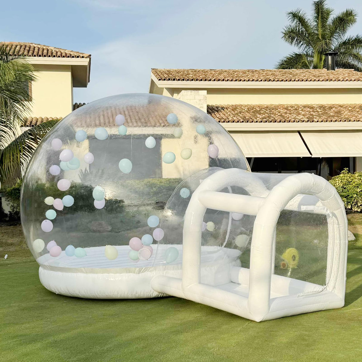 10FT Inflatable Bubble House with Bounce Jumping Area Commercial Grade PVC Bounce House, Bubble Balloon House for Kids,Toddler with Blower & Pumb & 50Pcs Balloons AEOR