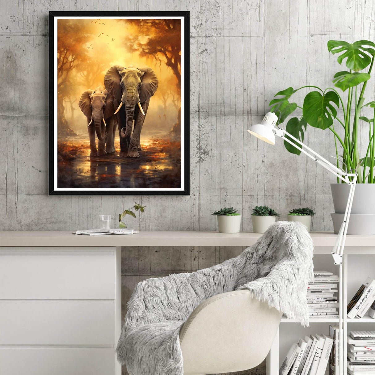 Reofrey DIY Diamond Art Painting Kit for Adults - Elephant, Animal Full Drill Round Rhinestone Painting Accessories, Cross Stitch Embroidery for Crafts (30x40 cm/ 12x16 inch) Reofrey