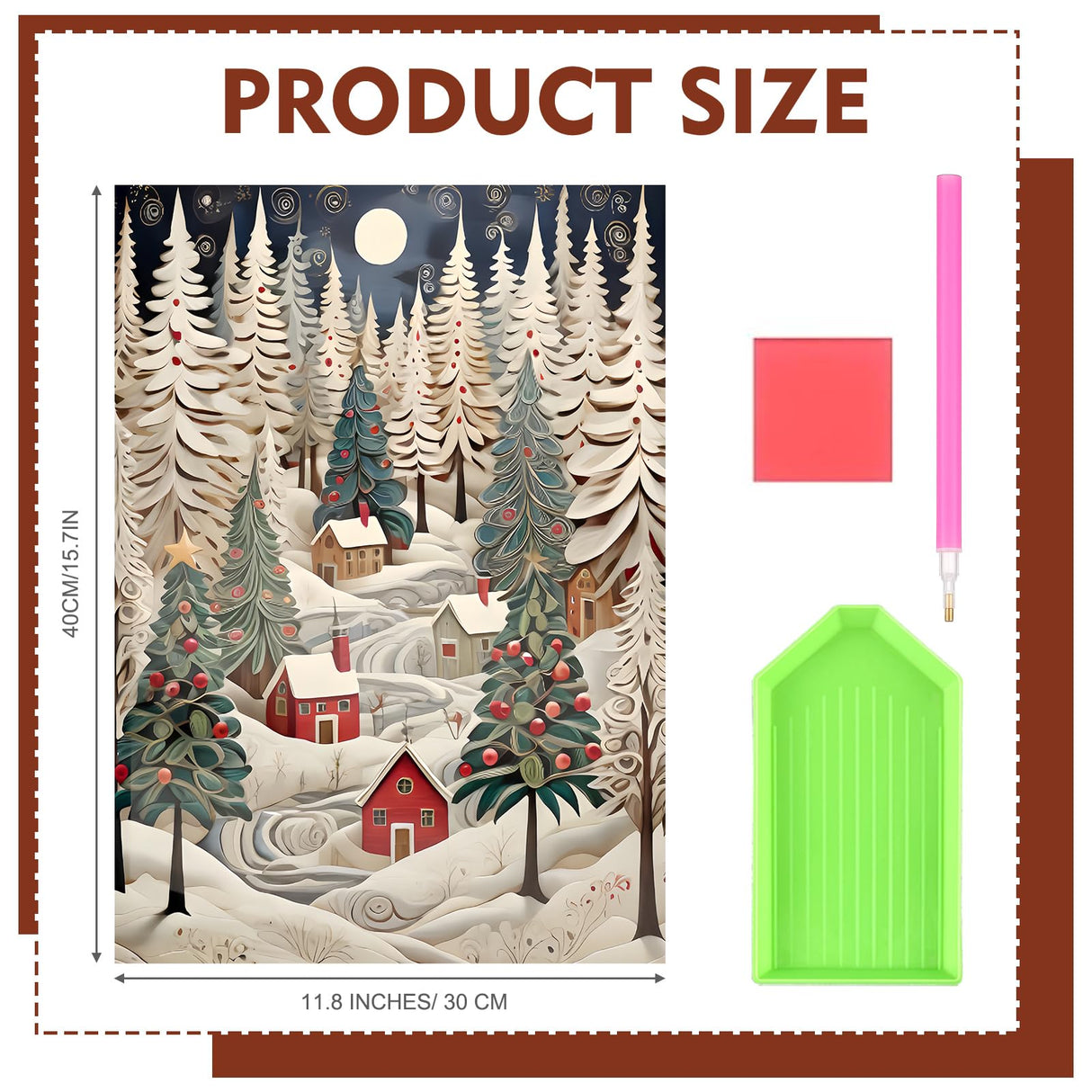 Fullhawl 5d Diamond Painting Kits Christmas for Adult and Beginners, Full Round Diamond Art Kit, 5d Pictures Arts and Crafts for Home Wall Decor, 12 x 16 Inch(Christmas Tree) Fullhawl