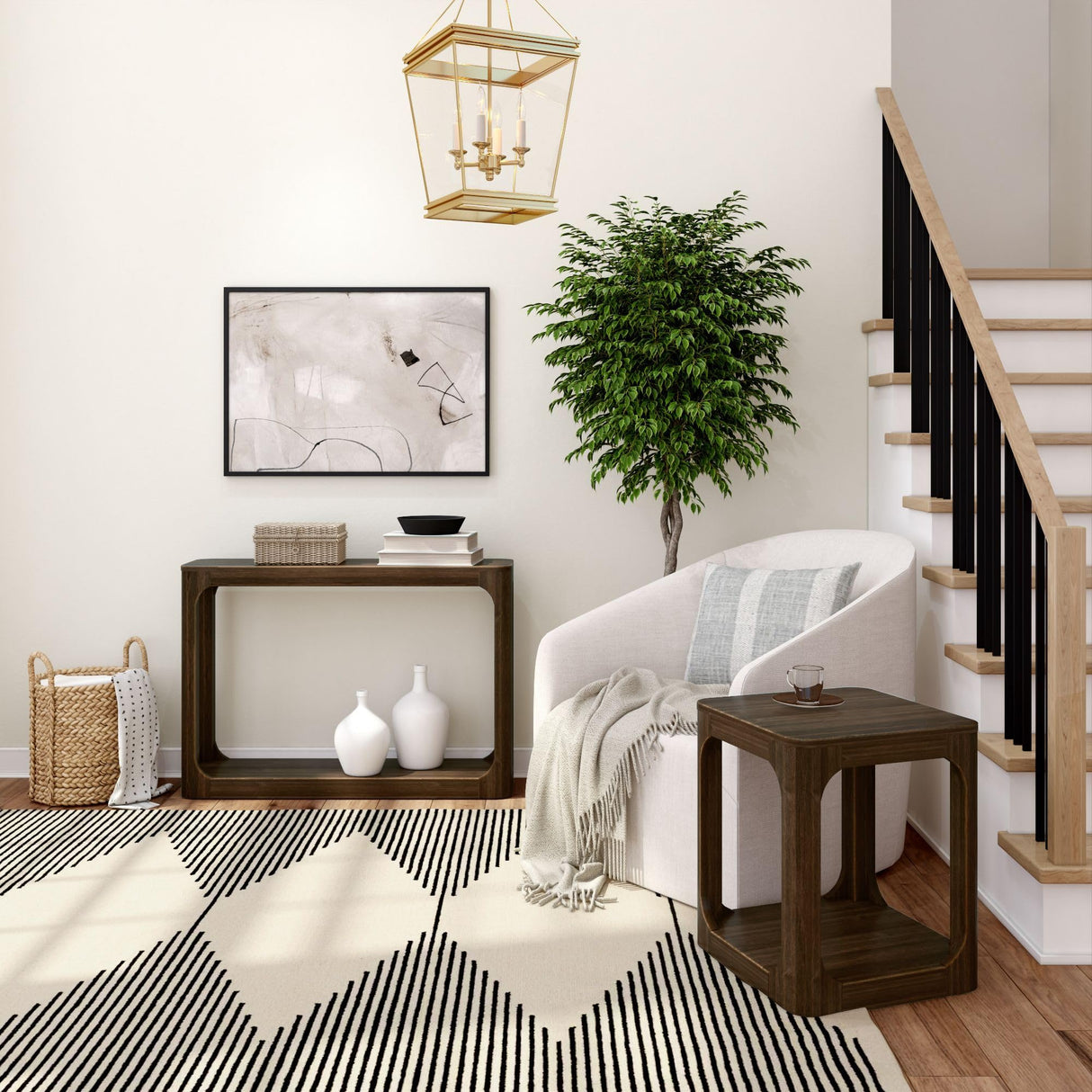 Plank+Beam Forma Console Table, 46 Inch, Solid Wood Sofa Table, Entryway Table for Hallway, Narrow Behind The Couch Table, Console Tables for Entryway, Living Room, Foyer, Easy Assembly, Walnut Plank+Beam