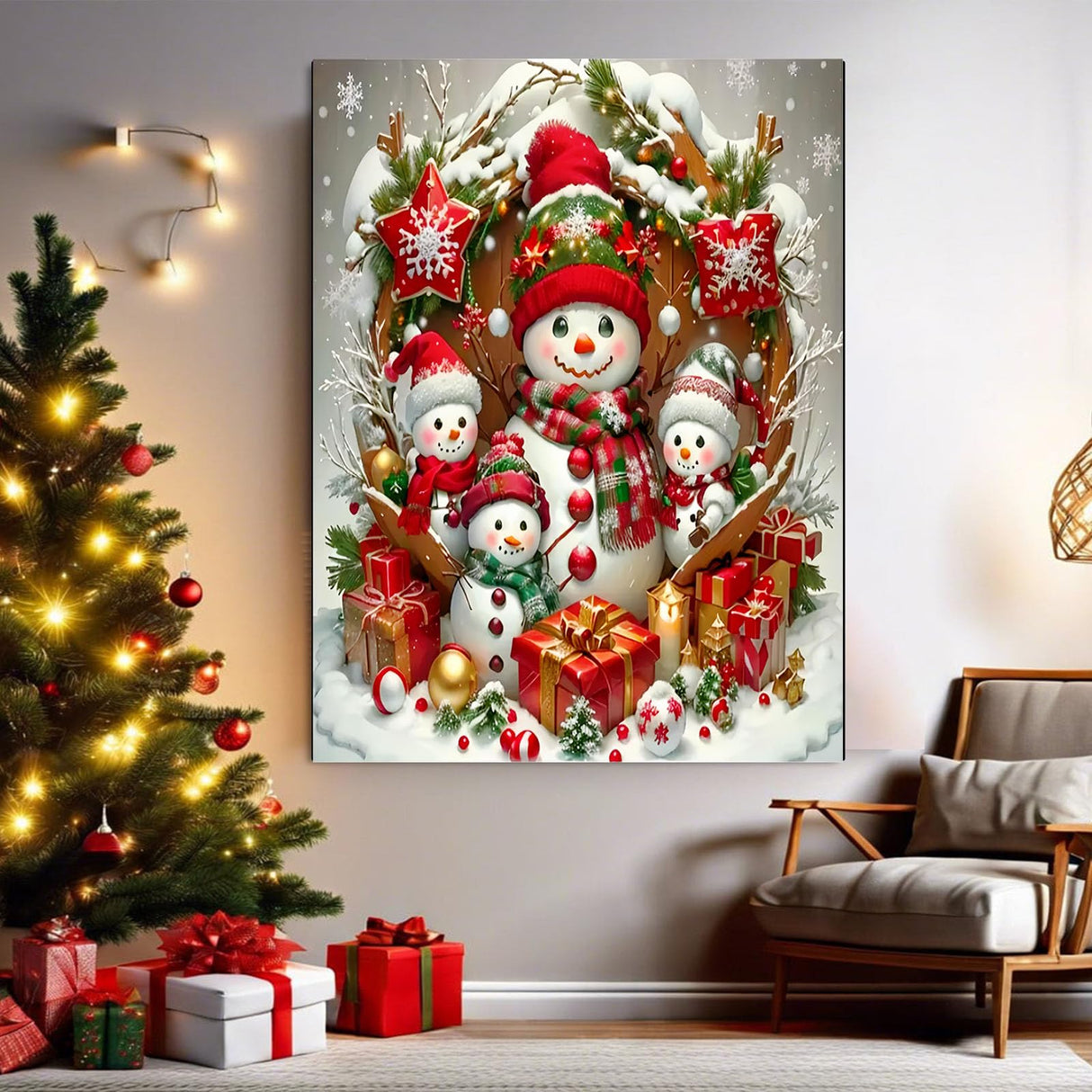 Arttoplus Christmas Paint by Numbers Kit for Adults Beginner-Christmas Snowman Adult Paint by Number Kits on Canvas, DIY Acrylic Oil Painting by Numbers for Adults for Gift Home Wall Decor(16x20inch) Arttoplus
