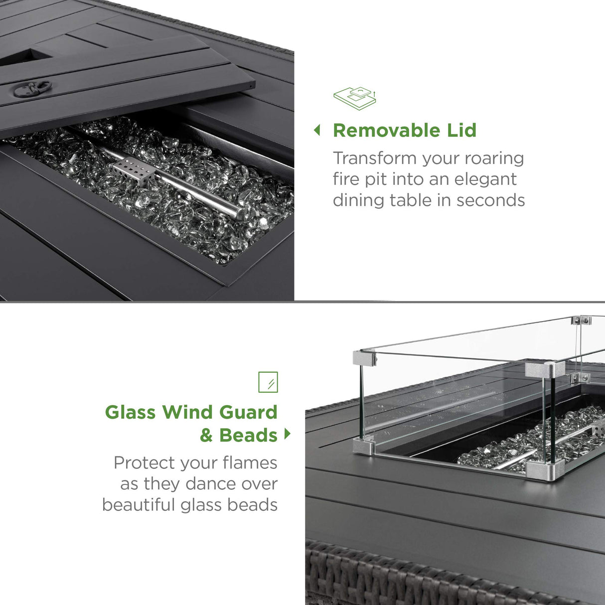 Best Choice Products 52in 50,000 BTU Outdoor Wicker Patio Propane Gas Fire Pit Table w/Aluminum Tabletop, Glass Wind Guard, Clear Glass Rocks, Cover, Slide Out Tank Holder, and Lid - Gray Best Choice Products
