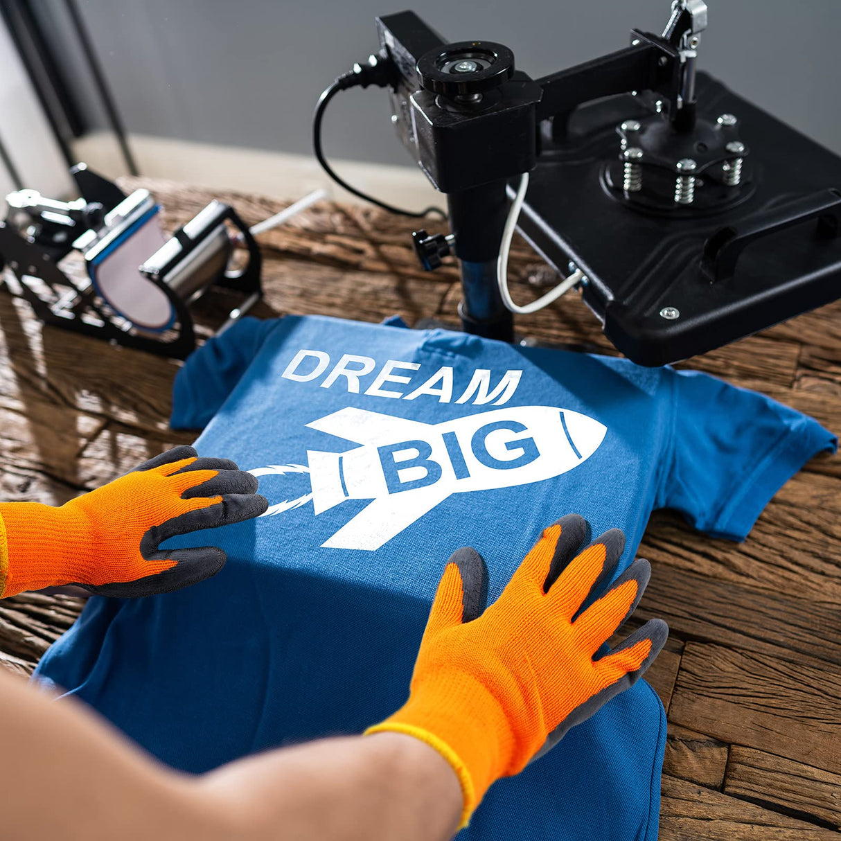 Syhood Heat Resistant Gloves, 3 Pairs, Orange and Black, Polyester Material, 6 Count, Unisex Syhood