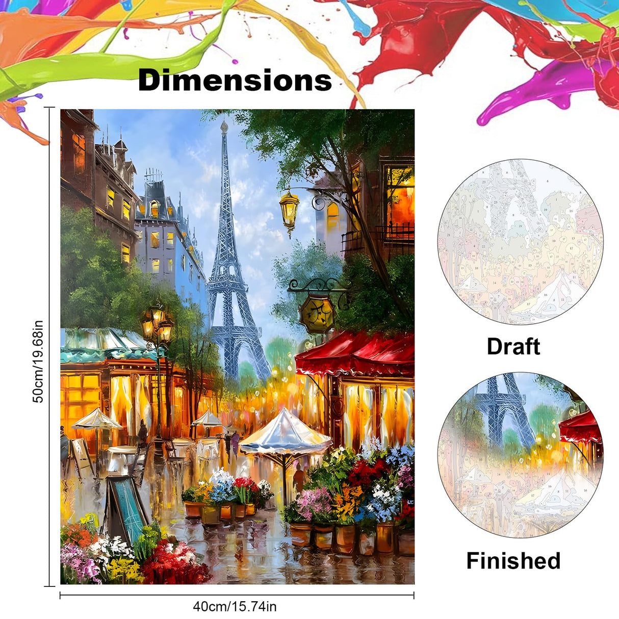 NEWENMO Paint by Numbers for Adults Street Landscape, Paint by Numbers Tower On Canvas Without Frame, DIY Oil Painting Perfect for Beginner, Hobbies and Home Wall Decor(16 * 20In) NEWENMO