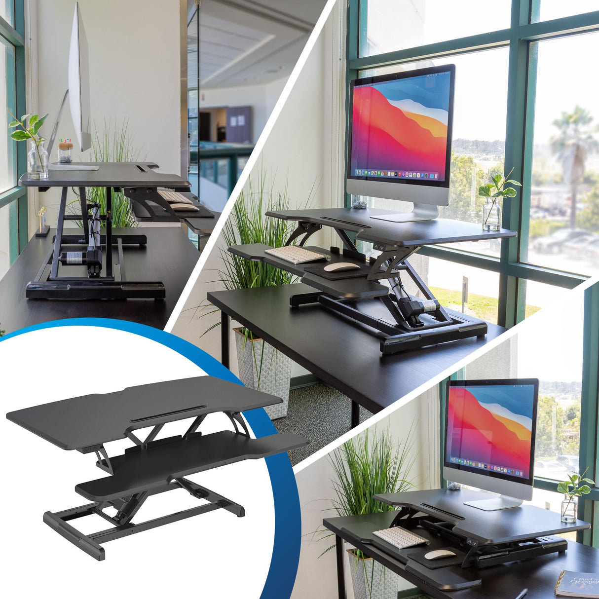Mount-It! Electric Standing Desk Converter with 38" Tabletop, Height Adjustable Sit Stand Desk Riser, Motorized Desk Riser with Keyboard Tray and Device Slot, Fits Monitor & Laptop, Black Mount-It!