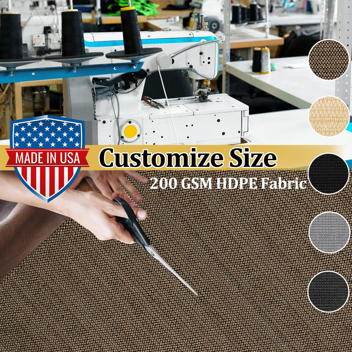 Shade&Beyond Customized Size 8' X 15' Shade Cloth with Grommets, 90% UV Protection UV Protection Mesh Tarp Sun Screens for Patio GN04, Mocha Shade&Beyond