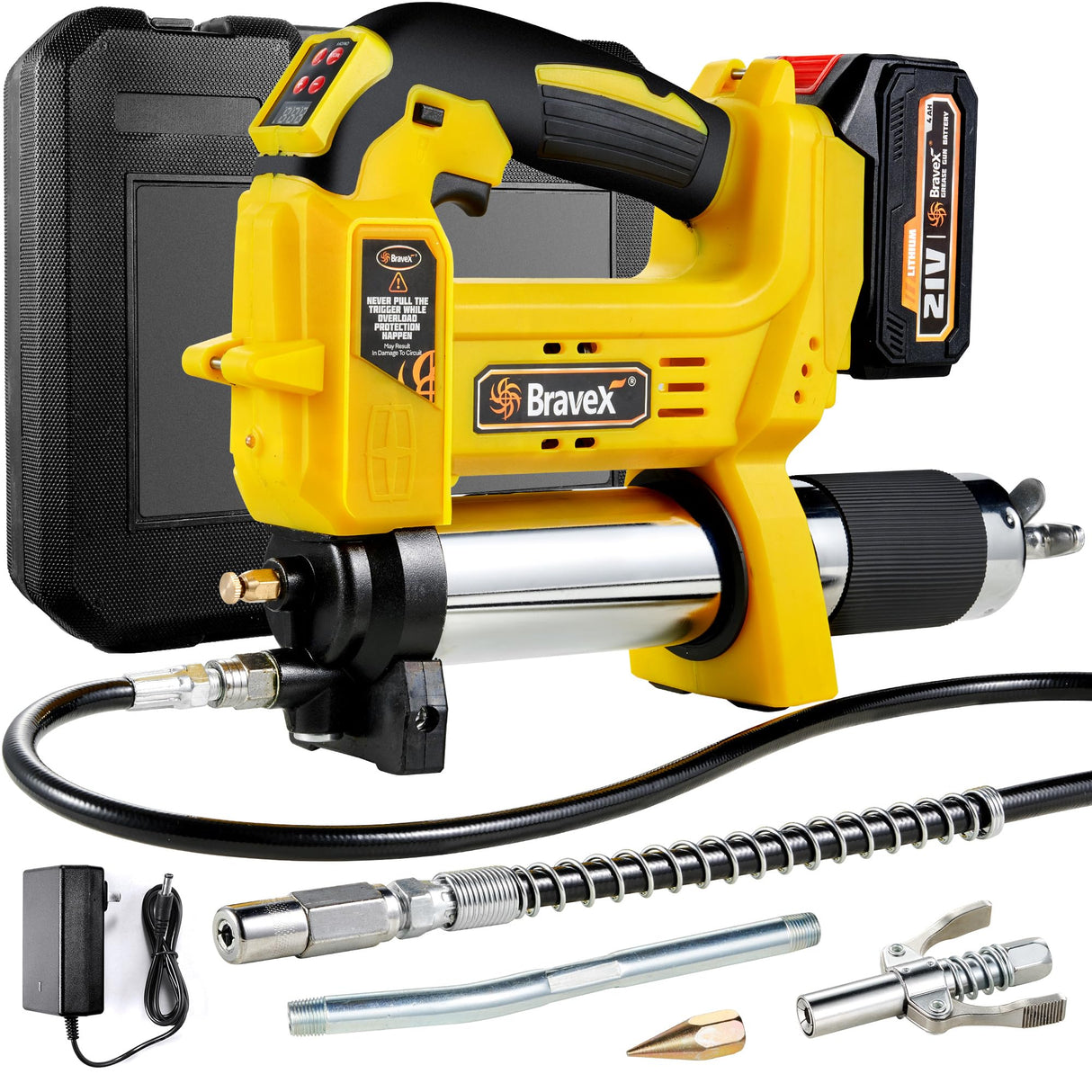 STEINBRÜCKE Grease Gun - Grease Gun Battery Powered with 40” Long Hose, 12,000 PSI Cordless Grease Gun, Electric Grease Gun 21V Tools STEINBRÜCKE