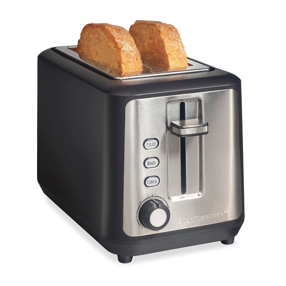 Hamilton Beach Gourmet 2 Slice Slot Toaster with Extra Long & Wide Slots, Sure-Toast Technology, Shade Selector, Bagel Setting, Matte Black and Stainless Steel (22996) Hamilton Beach