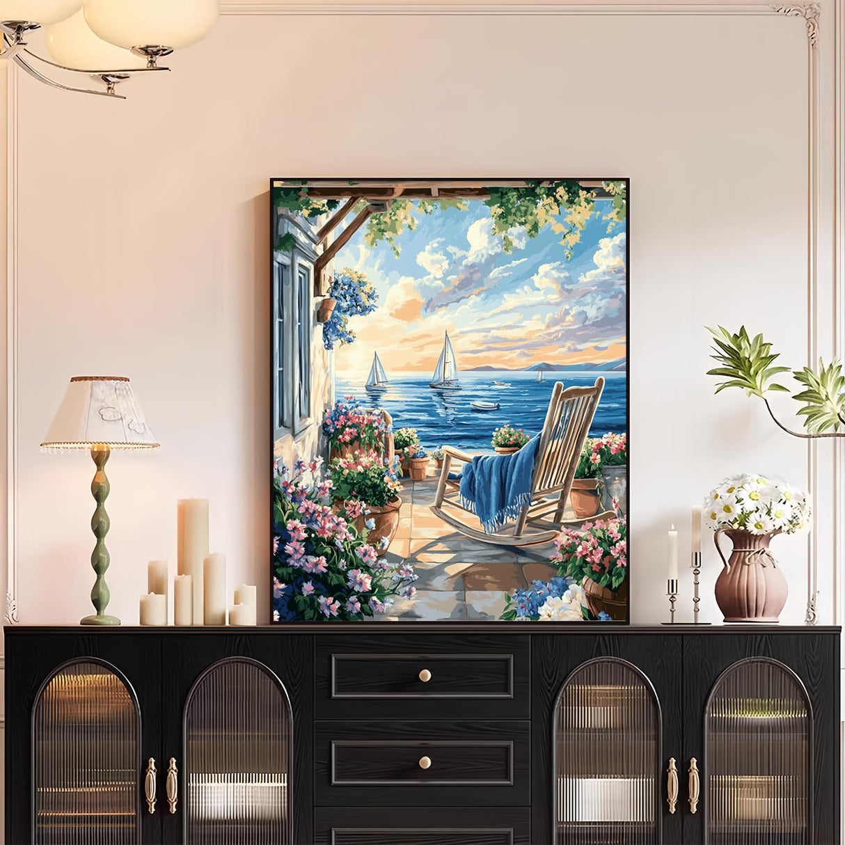 XTCIXAL Landscape Paint by Numbers Kit for Adults, Beach Paint by Number for Adults, Beginners Acrylic Canvas Painting Kits for Home Wall Decor 16x20 Inch XTCIXAL