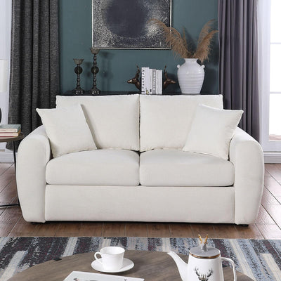 Alberobelo Sofa Couch, 66.5" White Modern Couch with Deep Seats, Chenille Fabric Comfy Sofas with Wooden Interior,loveseat Couch with Wide Armrest, Couches for Living Room, Bedroom and Office