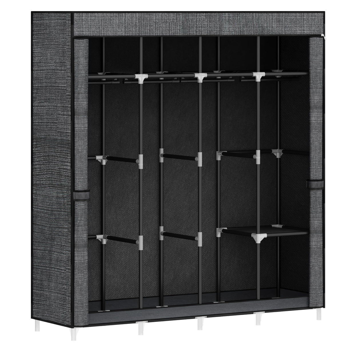 Hzuaneri 67 Inch Closet Wardrobe, Clothes Storage Organizer for Hanging Clothes with Cover, 4 Hanging rods, 9 Storage Shelves, Portable Closet for Bedroom 67 x 16.5 x 66 Inches, Starry Sky Black Hzuaneri