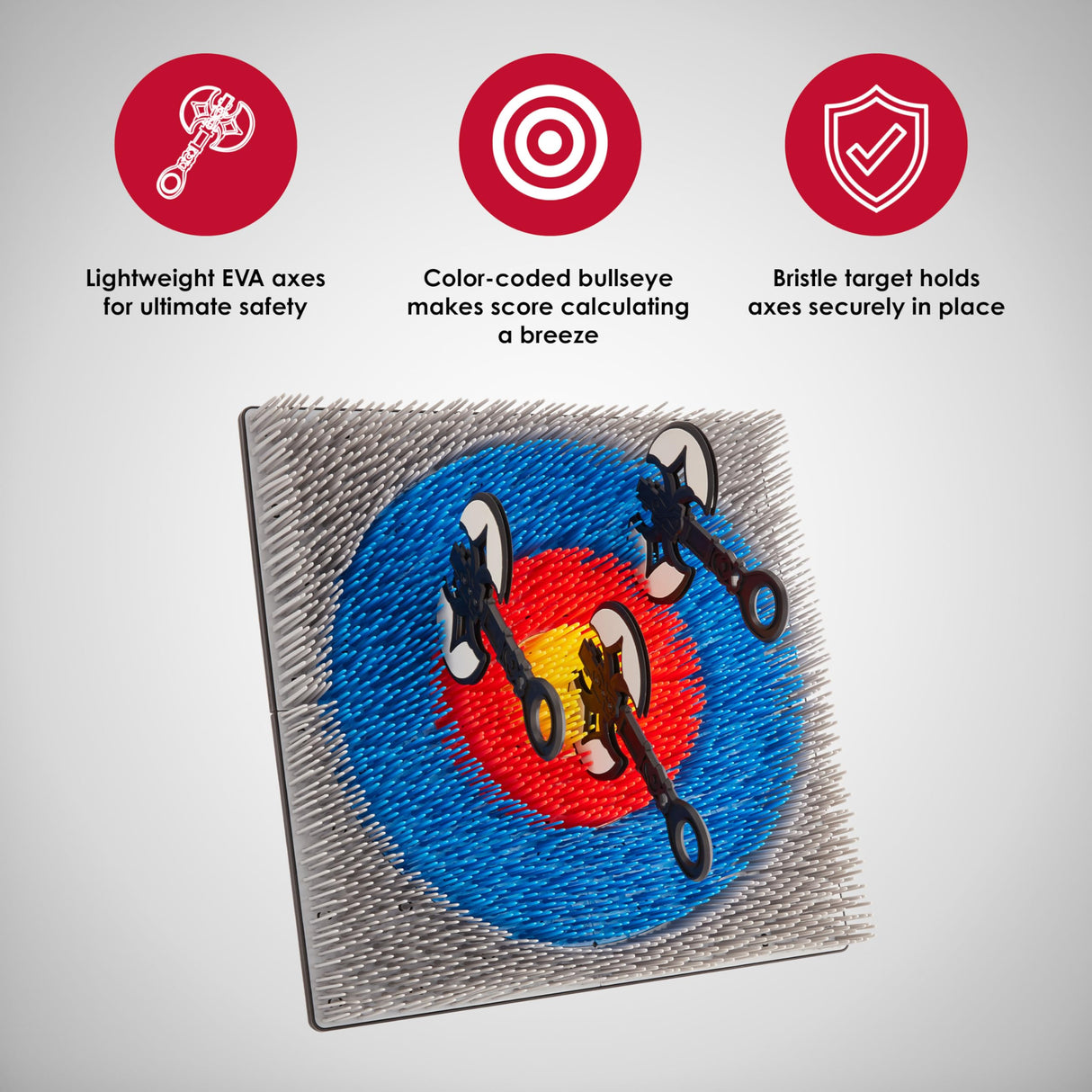Jumbl Wall-Mounted Axe Throwing Game Set – Bristle Target with Foam Axes for Bars, Basements, and Playrooms | Indoor Safe Play for Adults & Kids, Fun Wall Decor for Boys Rooms & Game Rooms Jumbl