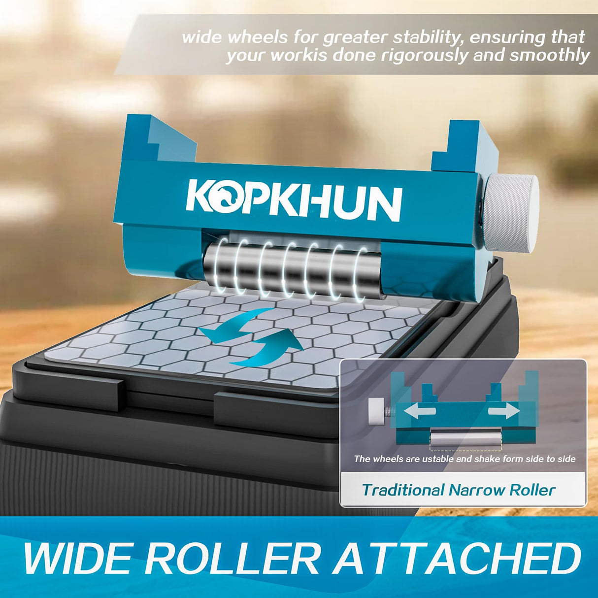 Kopkhun Chisel Honing Guide with Whetstone – Adjustable Sharpening Jig for Chisels and Plane Irons (0.2”–2.55”) – Anti-Rust Metal Body – Smooth Rolling Sharpening Tool Kit Kopkhun