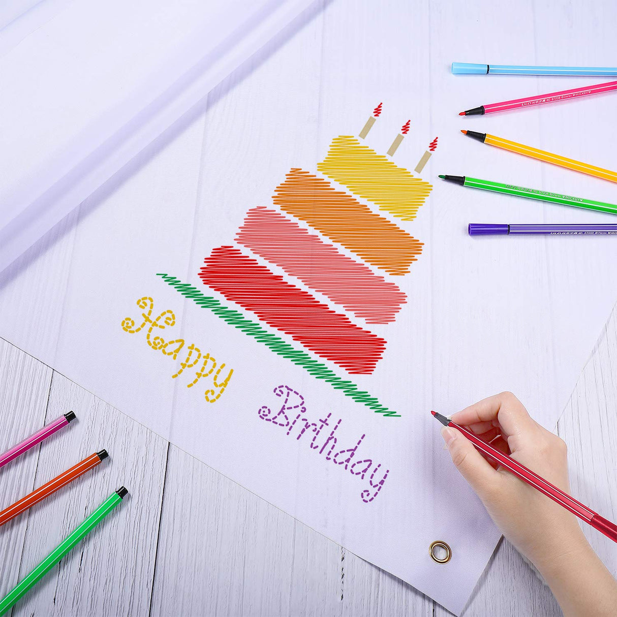 Large Banners and Signs Blank Banner Polyester Oxford Cloth Sublimation Banner with Hanging Rope for Indoor Wall Outdoor Easy Hang Signs DIY Banner Signs for Business Office (White,3.3 x 6 Feet) Zonon