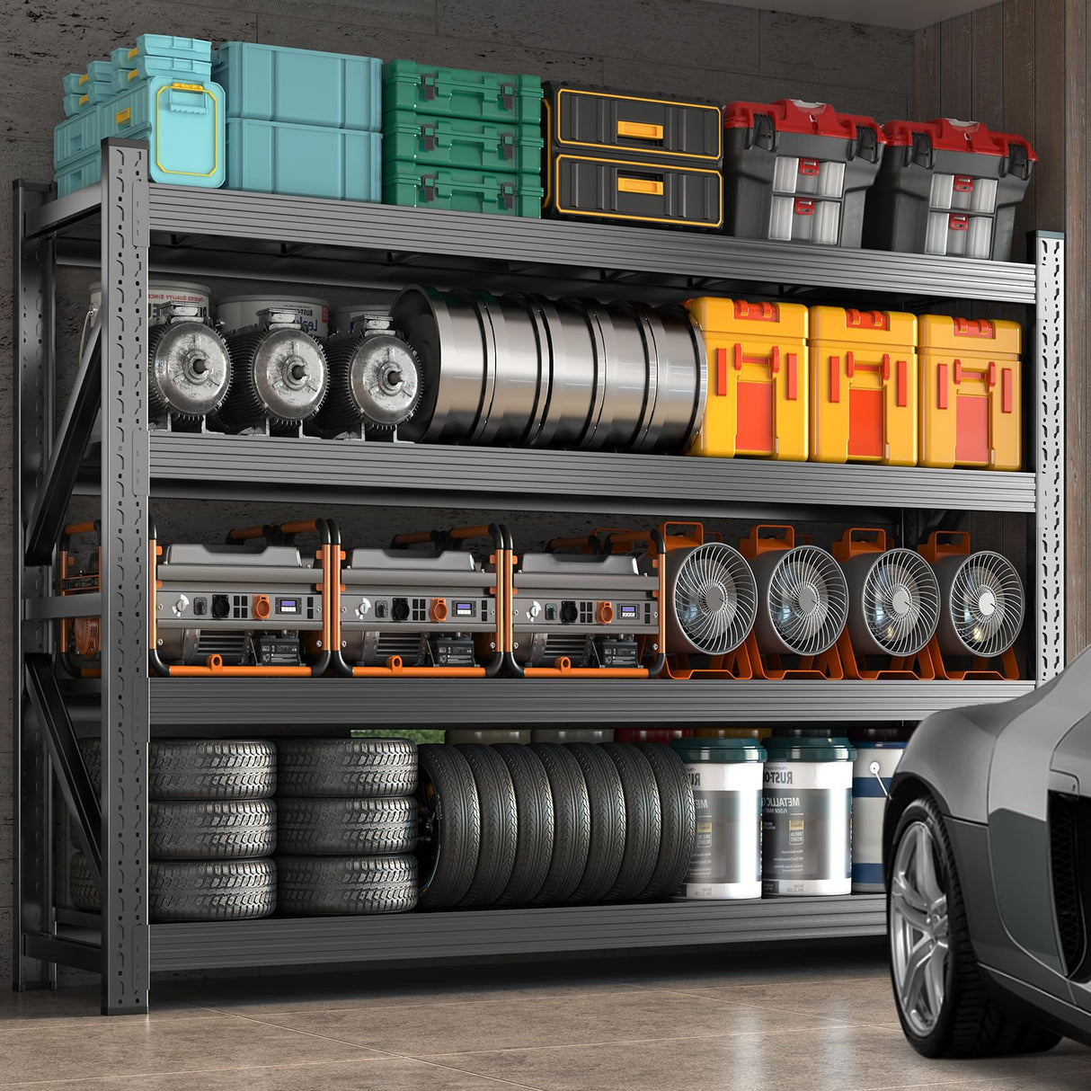 5000LBS Storage Shelves, 4 Tier Adjustable Industrial Garage Shelving, Heavy Duty 63" W x 24" D x 63" H Metal Shelving Unit, Utility Rack Shelf for Storage, Warehouse, Pantry, Workshop Abesthink