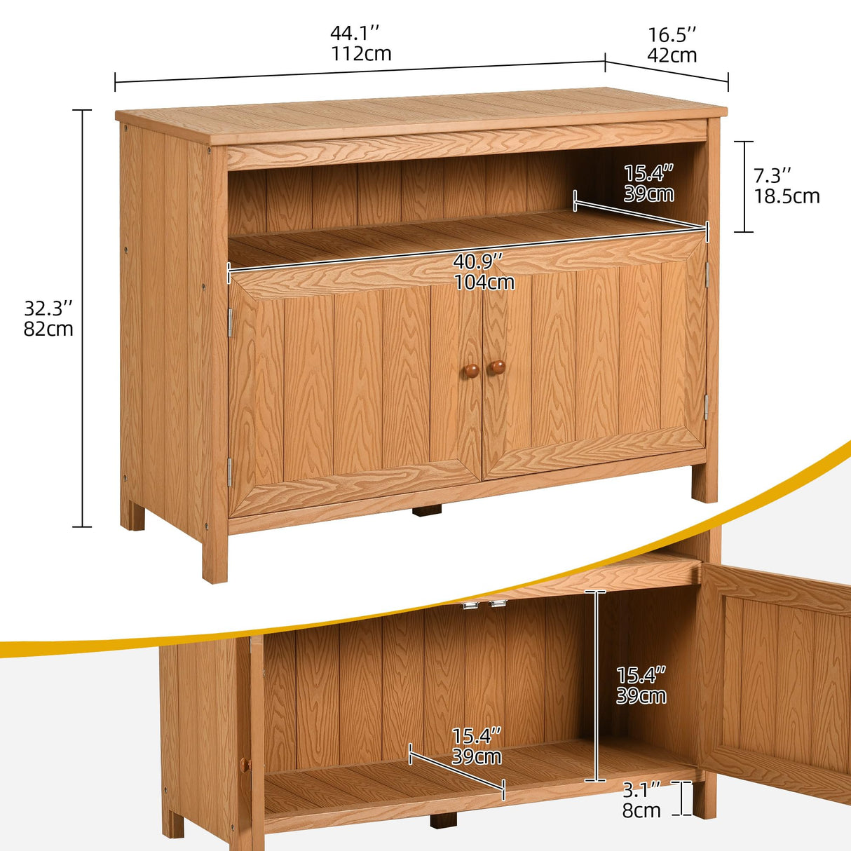 DWVO Poly Lumber Outdoor Sideboard, Patio Bar Table with Storage and Shelves, Weather Resistant Storage Cabinet for Outdoor, Pool and Garden - Brown DWVO