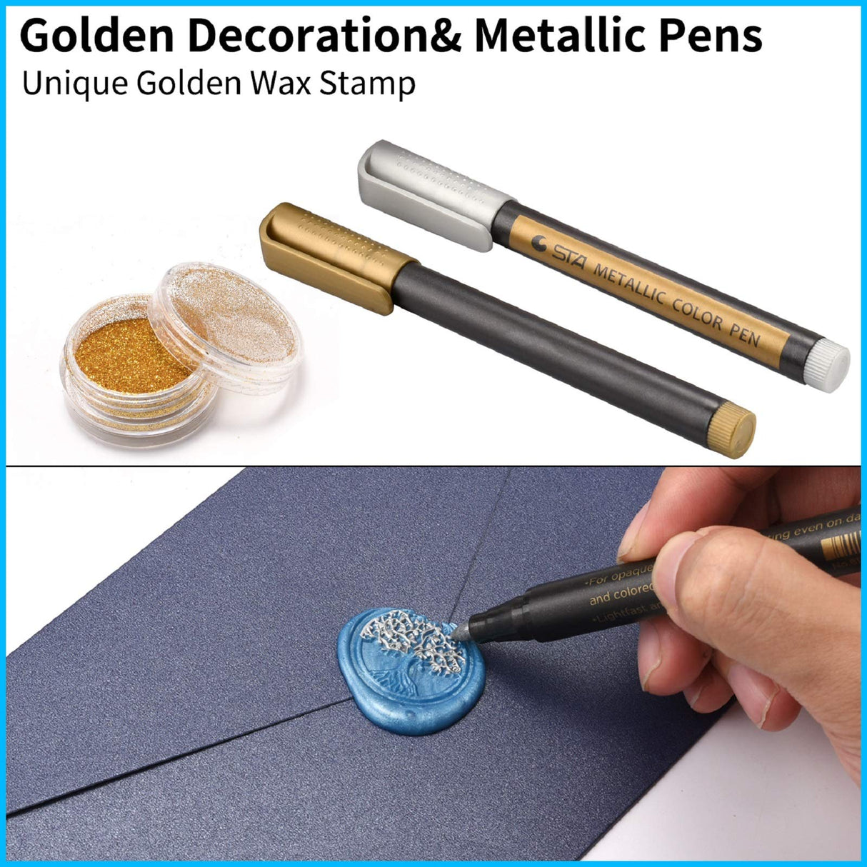 CHUHUAYUAN Wax Seal Stamp Kit - 24 Colors, 624 Pcs Stamp Beads, Sealing Wax Warmer, Metallic Pen & Envelope, Gift & Decoration Set CHUHUAYUAN