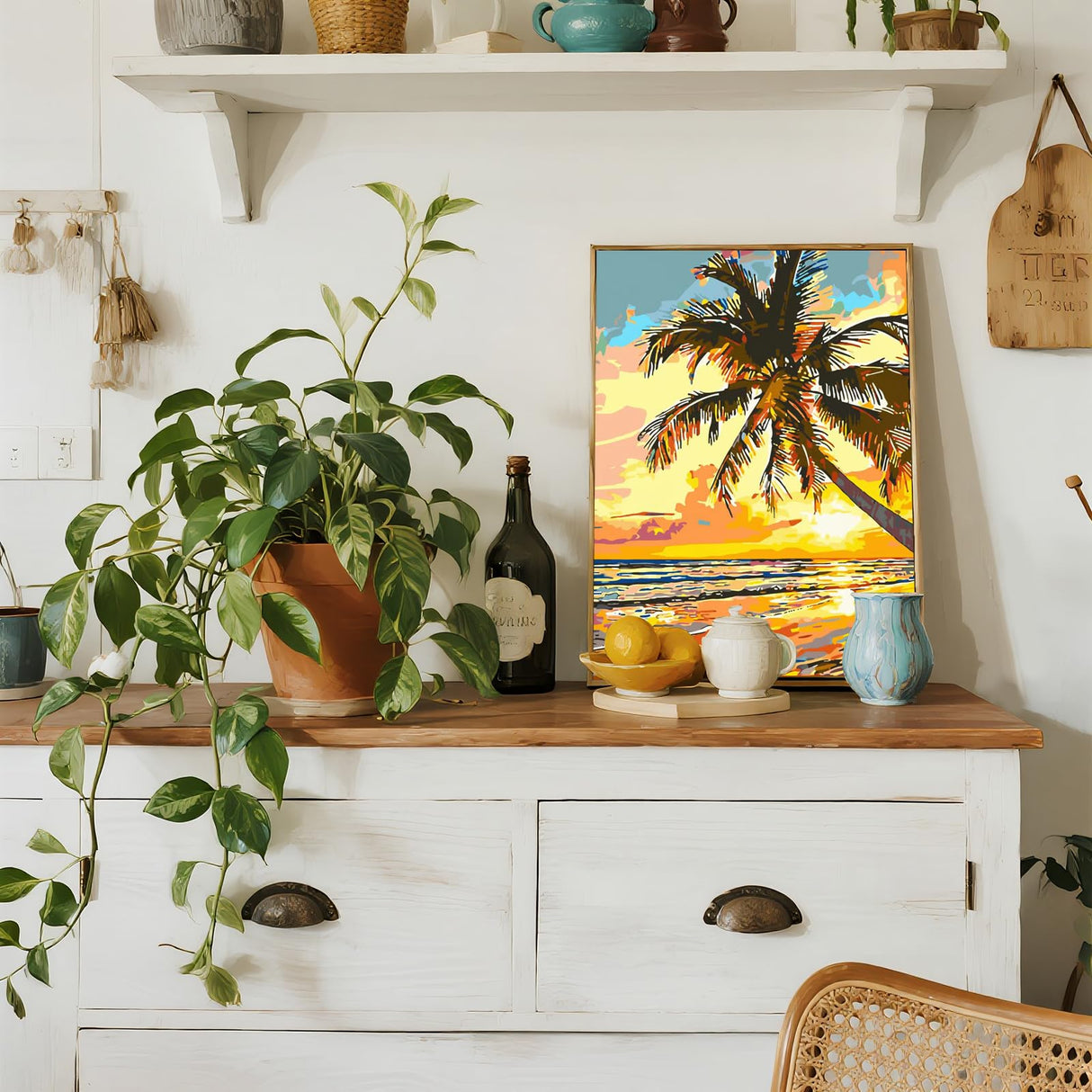 Ninonly Paint by Numbers Kit for Adults Framed Canvas 12x16 Inch, 4 Pack Beach Sea Turtle Paint by Number Arts Crafts for Adults Beginner with Wooden Easel, Painting Brushes, Acrylic Painting Ninonly