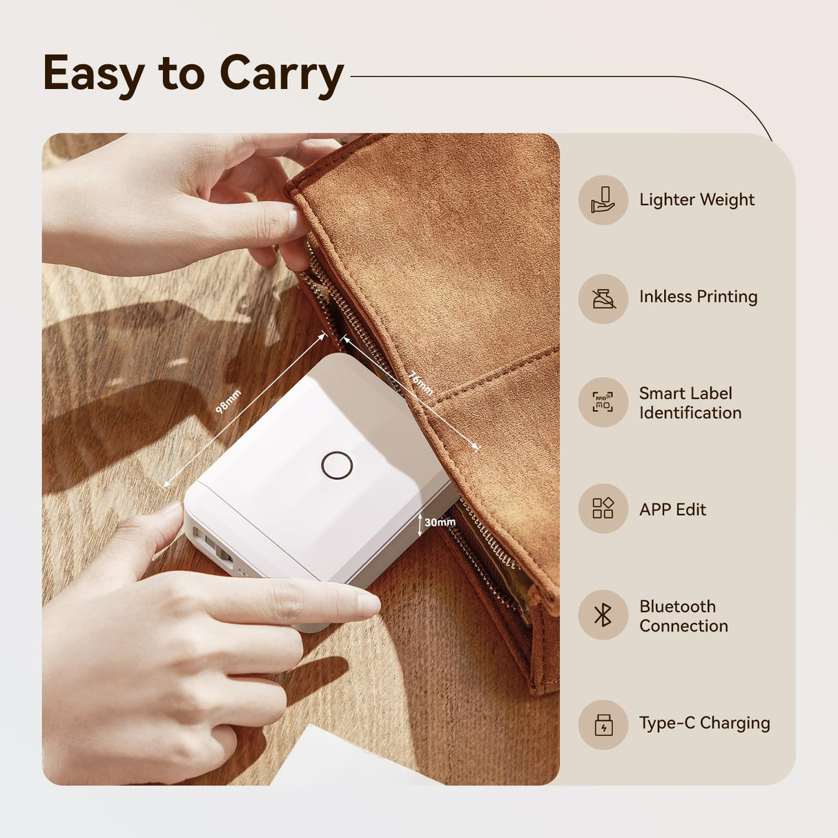 NIIMBOT D110 Upgraded Version Mini Label Maker Machine with Tape, Portable Bluetooth Thermal Printer, Sticker Labeler with Multiple Templates for Office Organization Home Kitchen School, White NIIMBOT