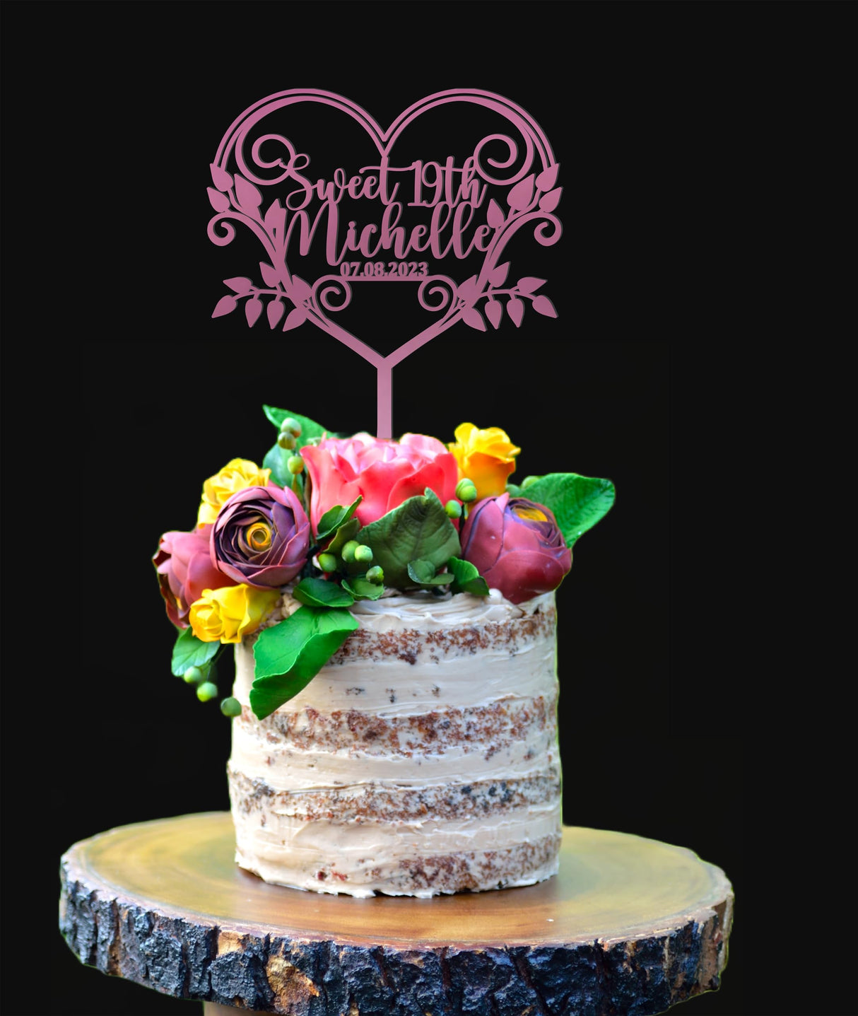 Rustic Cake topper, Personalized wedding cake topper, Custom Mr Mrs Anniversary Cake topper, Custom Calligraphy Cake topper WoodArtSupply