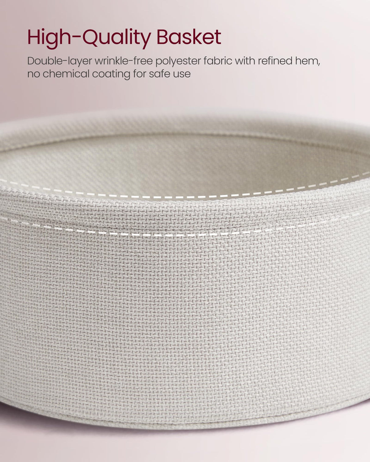 VASAGLE Side Table with Charging Station, Round End Table With Fabric Basket, Nightstand with Power Outlets USB Ports, for Living Room, Bedroom, Modern, Jelly Pink and Cream White ULET228R01 VASAGLE