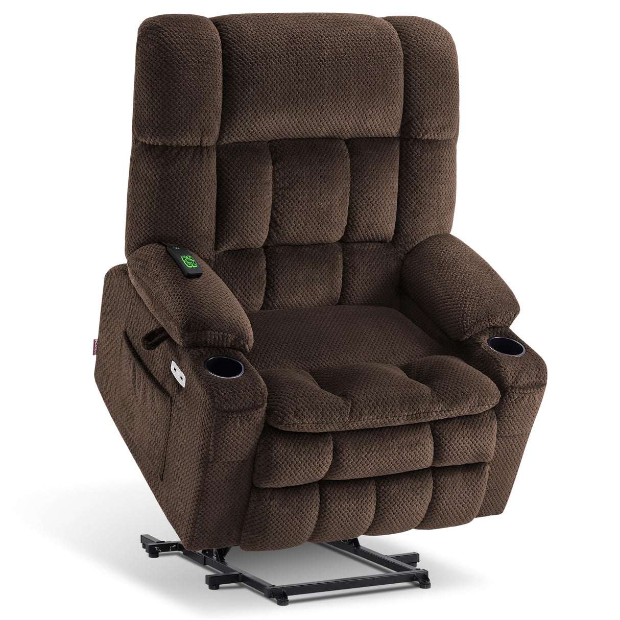 MCombo Oversized Power Lift Recliner Chair for Elderly, Dual Motor Lift Chair with Heat and Massage, Lay Flat Lift Chair for Big and Tall, Cup Holders, Fabric R7891 (Oversize, Mocha) MCombo