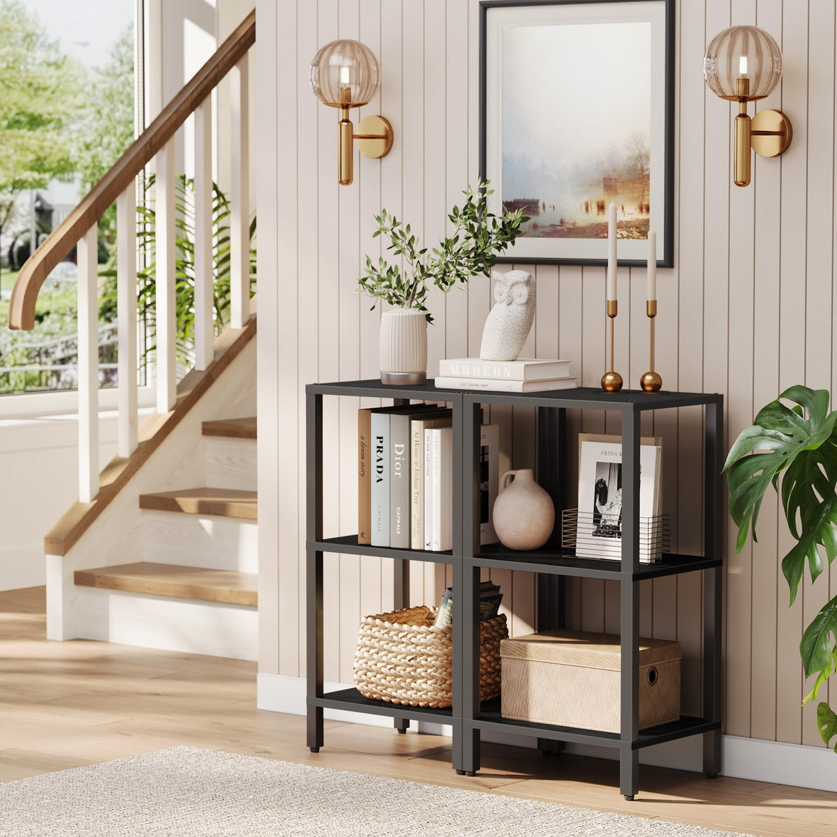 TUTOTAK Bookshelf, 6-Tier Tall Book Shelf, Narrow Bookcase for Small Space, DIY Stackable Bookshelf, for Living Room, Office, Study, Entryway, Industrial, Black BS01BK006 TUTOTAK