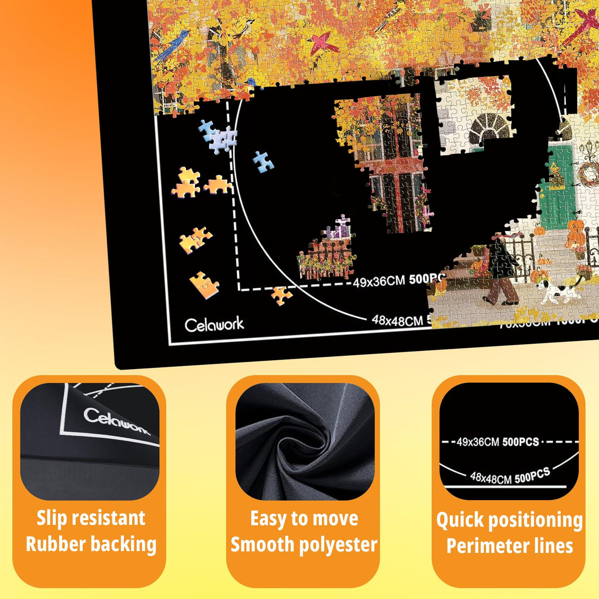 Rubber Jigsaw Puzzle Mat 1000 Pieces | 20" x 27"Puzzle Mats Roll Up | Jigsaw Puzzle Mats for Adult Puzzles Storage and Saver | Work with Puzzle Board and Puzzle Table Celawork