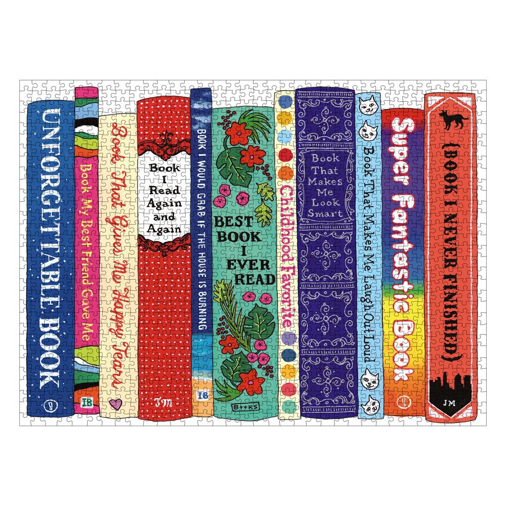 Galison Ideal Bookshelf 1000 Piece Jigsaw Puzzle for Adults and Families, Illustrated Bookshelf Puzzle with Relatable Book Titles (9780735348806) Galison