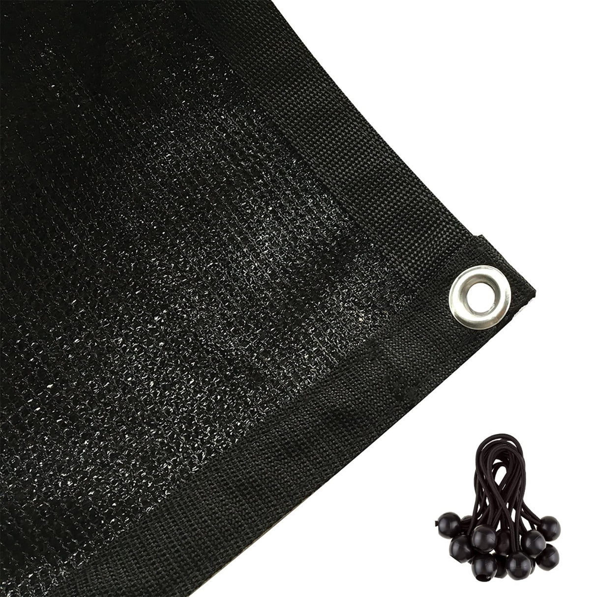 Shatex 90% Shade Fabric 6x20ft Sun Shade Cloth with Grommets for Pergola Cover Canopy Black, 12 Bungee Balls Shatex