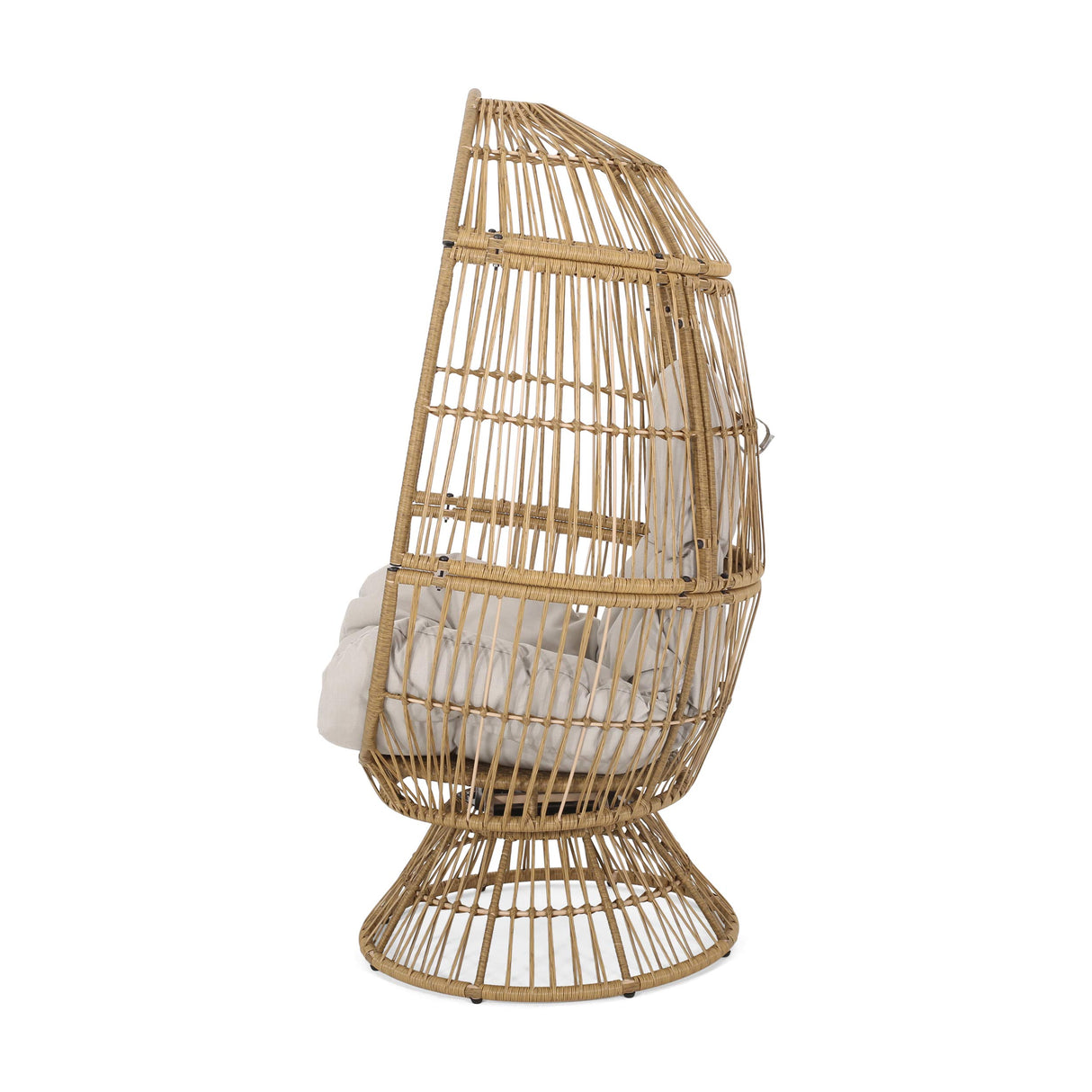 Christopher Knight Home Ellen Outdoor Wicker Swivel Egg Chair with Cushion, Light Brown, Beige Christopher Knight Home