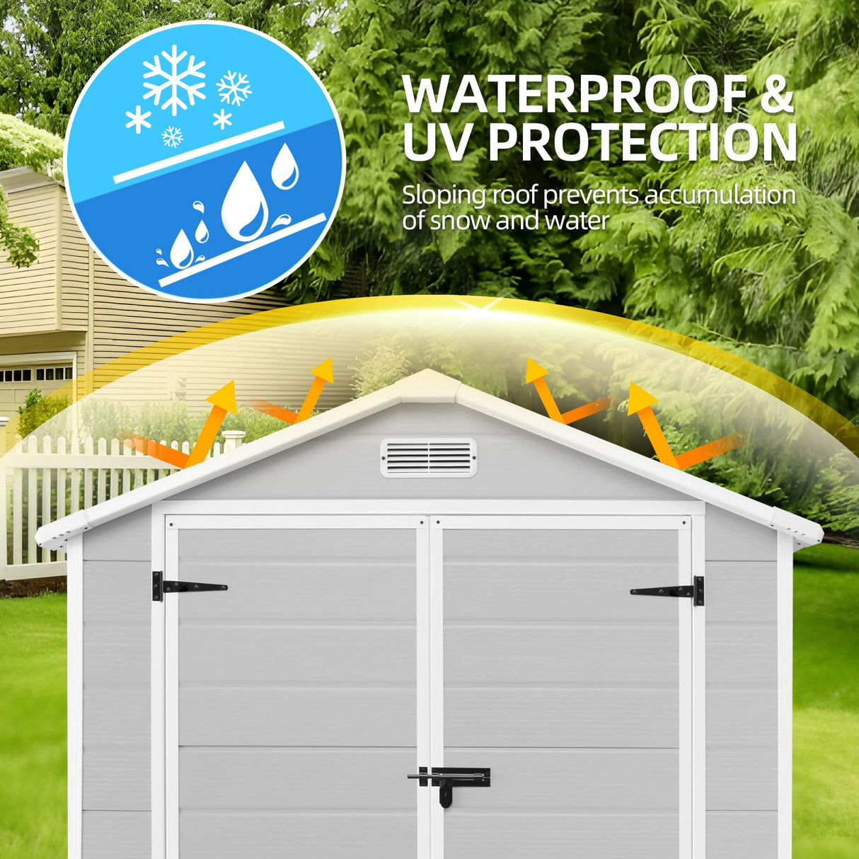 YOFE Resin Shed 6x4.4FT,Plastic Shed with Floor,Outdoor Storage Shed with Floor for Garden Tool,Waterproof Outdoor Resin Shed,Lockable Doors for Patio,Yard,Lawn (Gray) YOFE