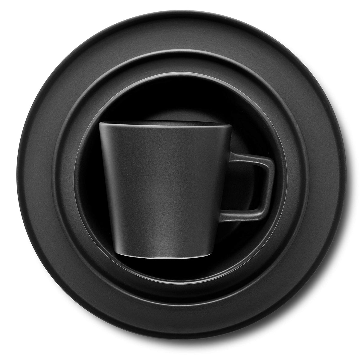 Stone Lain Coupe Dinnerware Set, Service For 4, Black Matte Stone Lain
