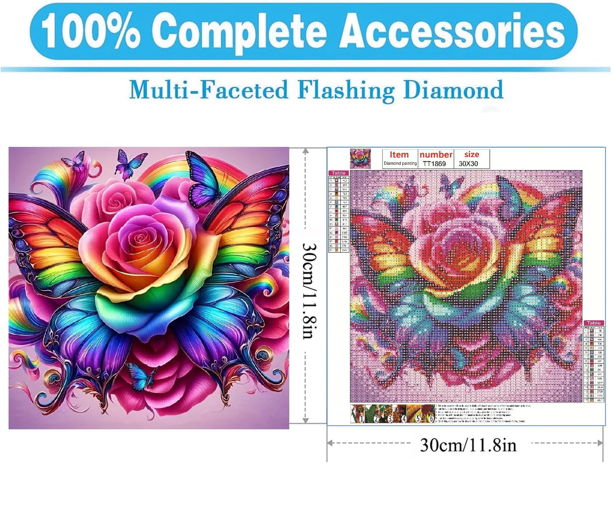 MOMDEDP Butterfly Diamond Art Kits for Adults Beginners, Flower Diamond Painting Kits for Adults, DIY 5D Butterfly Flower Gem Art, Flower Butterfly Diamond Dots for Adults for Home Decor 12x12 inch MOMDEDP