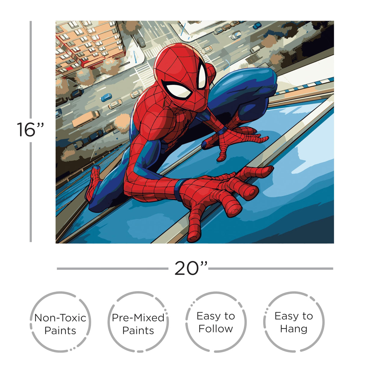 AQUARIUS Spider-Man Web Crawler Art by Numbers - 16 x 20 inches Spider-Man Themed Paint by Number for Adults & Kids - DIY Color by Number Paint Kit for Beginner - Officially Licensed AQUARIUS